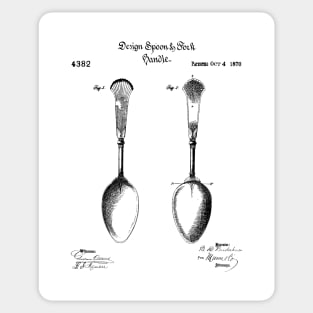 Kitchen Spoon Patent - Cooking Baker Kitchen Decor Art - White Sticker